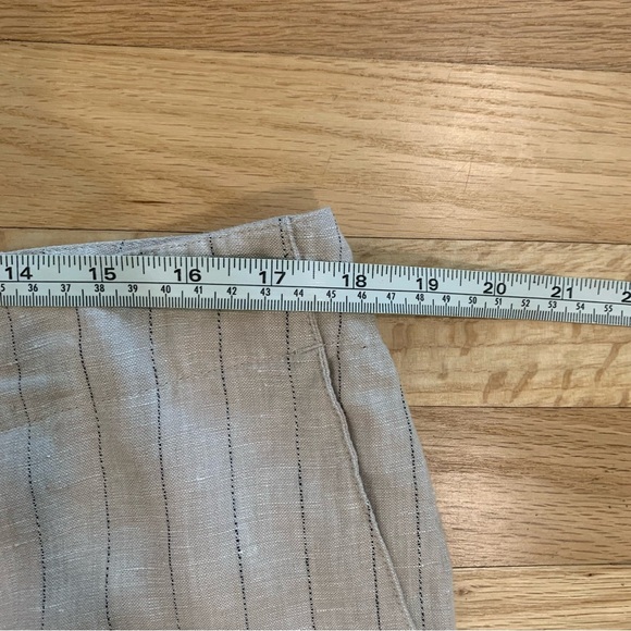 Women’s J Jill Linen Pinstripe Wide Leg Cropped Pants Neutral Coastal Size 14 XL - Picture 10 of 12